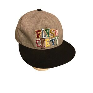 Fly Society Snapback Hat Gray &‎ Black With Multicolor Embroidery